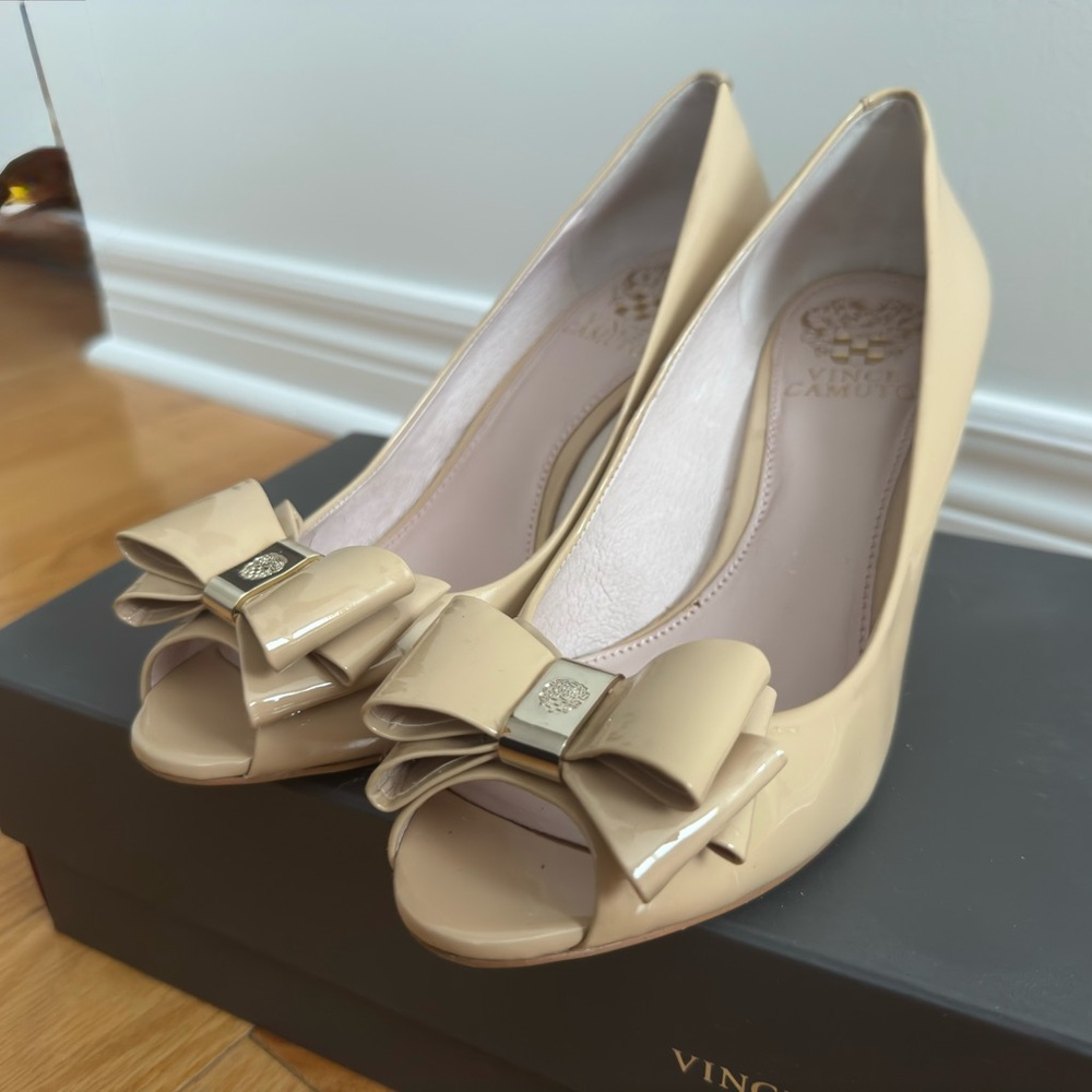 Vince Camuto Peep-Toe Heels with Bow